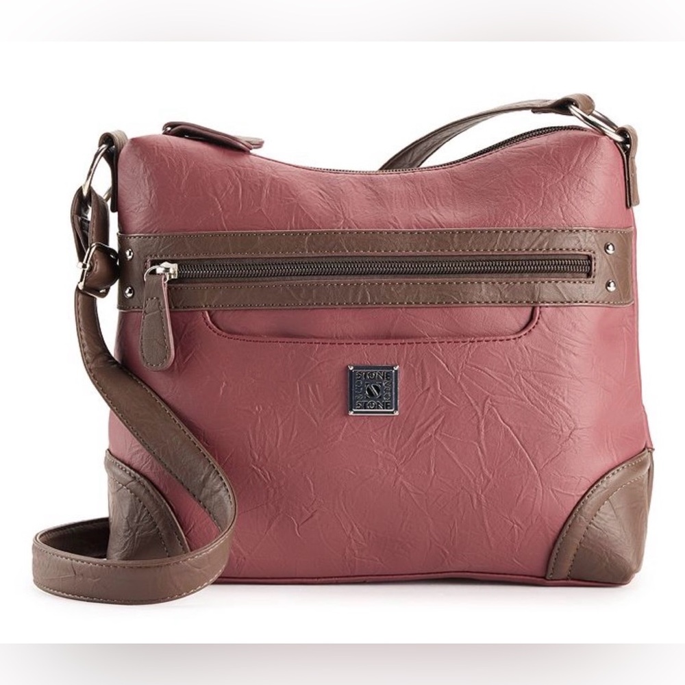 UEC Stone & Co Dark Pink and Brown Spacious Crossbody Bag